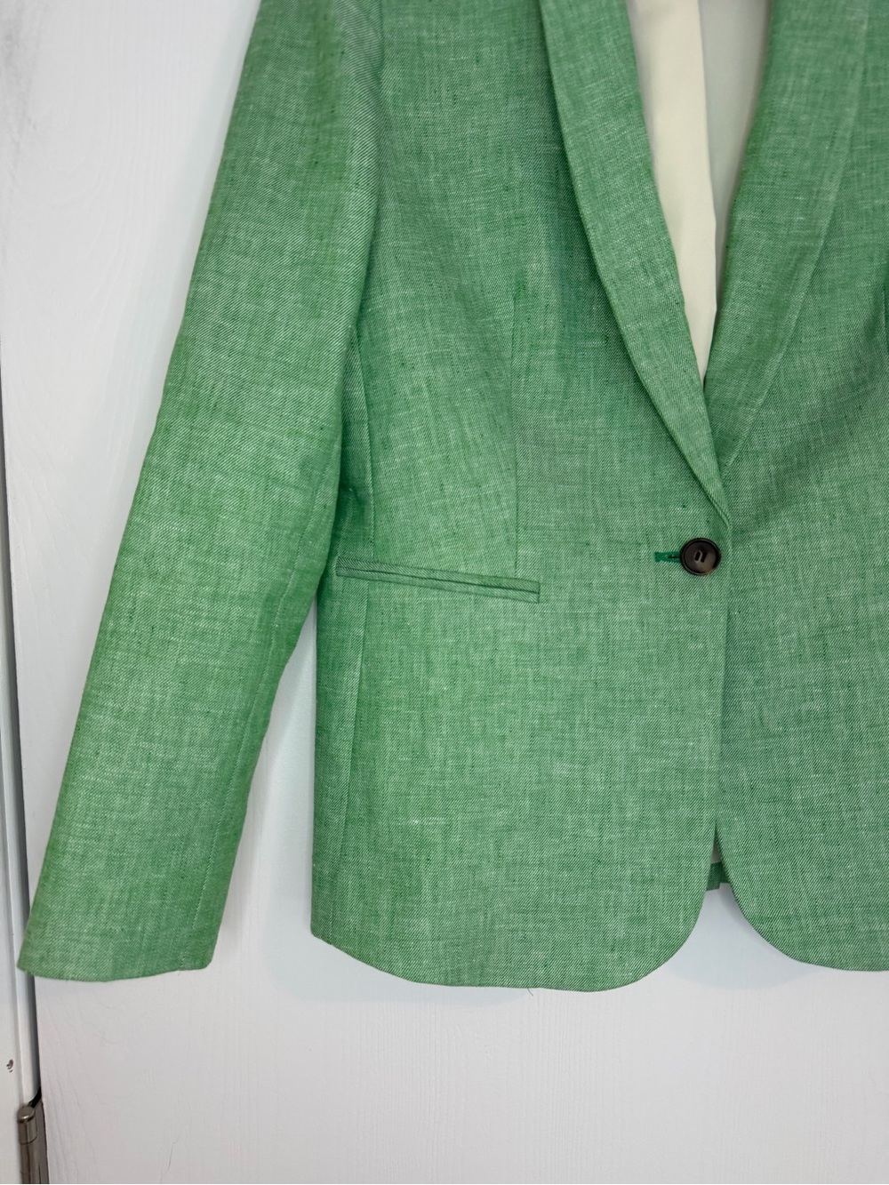 J Crew Parke Light Green Linen Women's Single-Button Blazer Jacket Preppy - Picture 4 of 11